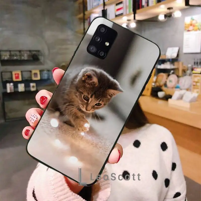 

Cute little cat Phone Case For Samsung A40 A50 A51 A71 A20E A20S S8 S9 S10 S20 Plus note 20 ultra 4G 5G