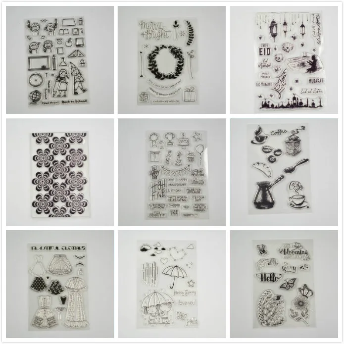 Недорогой прозрачный штамп со снежинками и венком для скрапбукинга своими