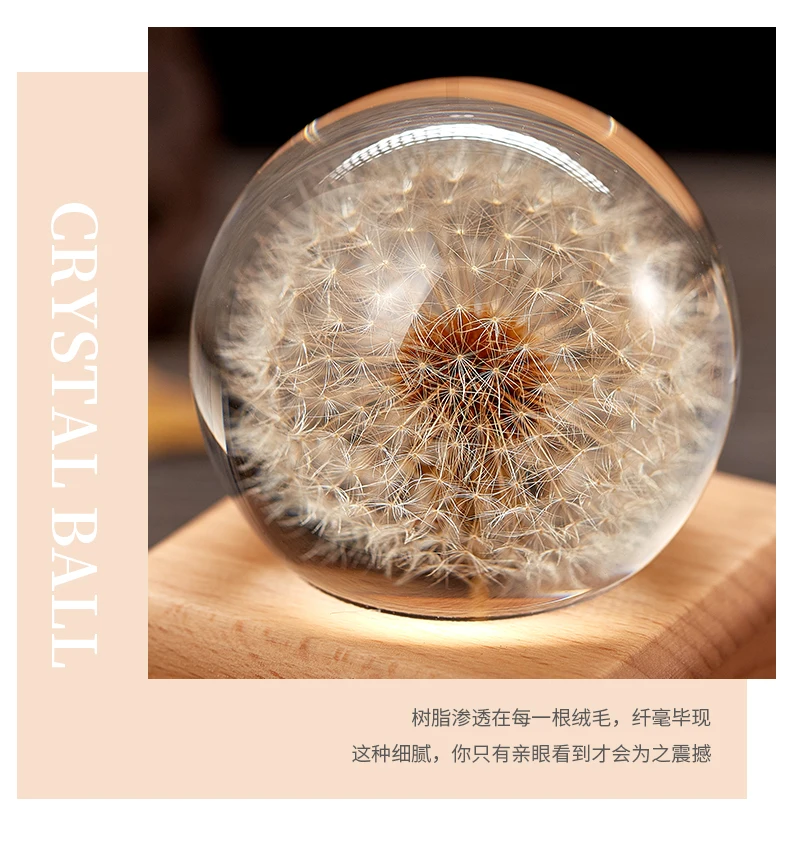 

Dandelion stuffed crystal ball music box