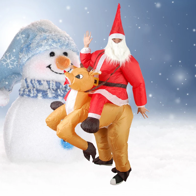

Santa Claus Riding Fawn Inflatable Costumes Adult Christmas Festival Halloween Cosplay Costumes Fancy Dress Blow Up