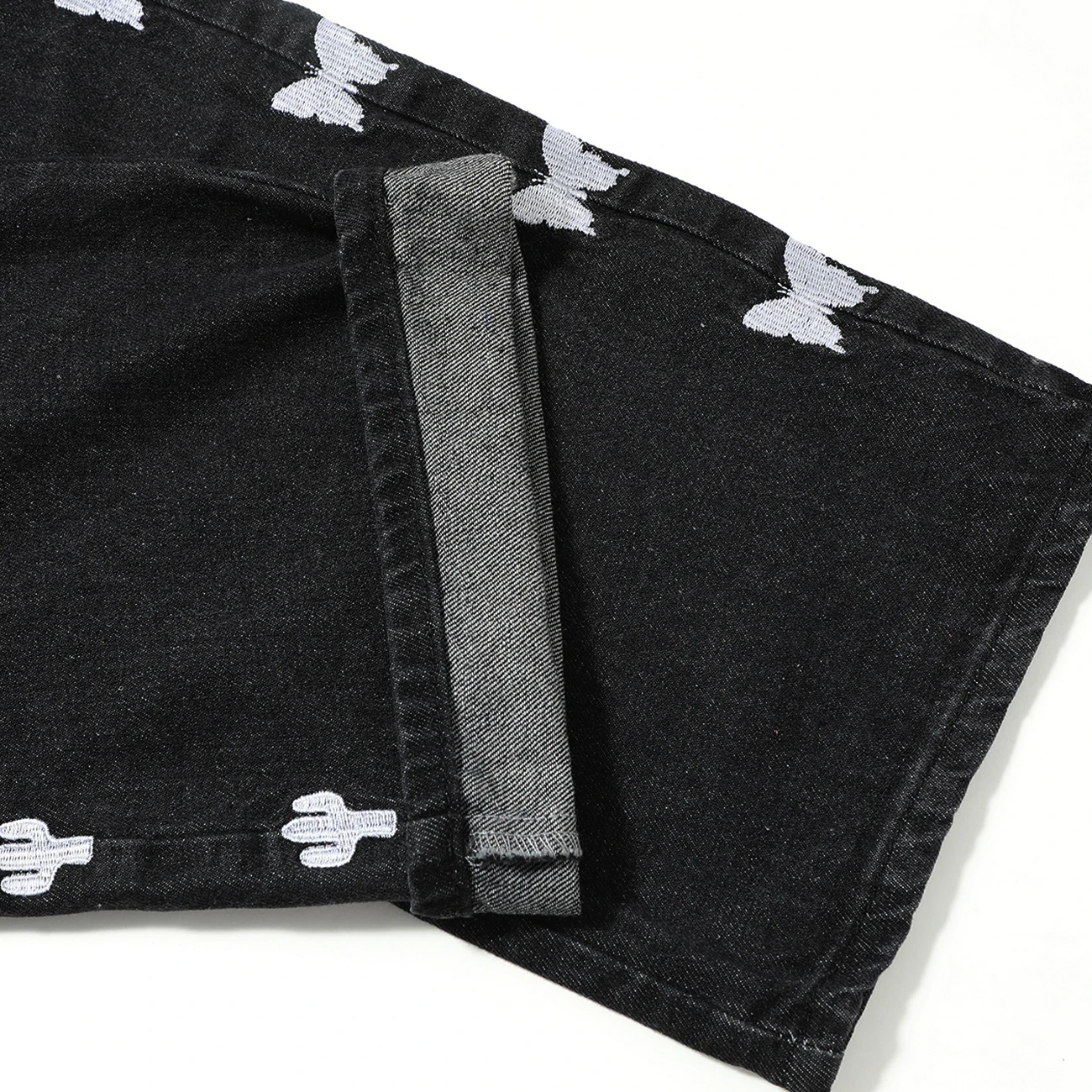 

Hip Hop Casual Straight Pants Men Streetwear Side Butterfly Embroidery Jeans 2020 Harajuku Oversized Loose Joggers Men Trousers