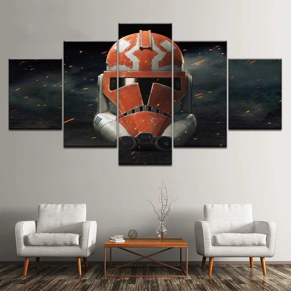 Модульные картины на холсте настенные 5 шт. Fallout Power Armor Helmet реквизит для игр постер