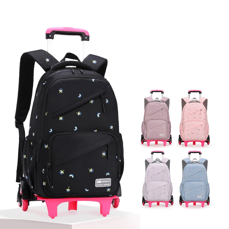 Рюкзак на колесиках для девочек, школьные ранцы для детей, большой детский Дорожный чемодан на колесиках