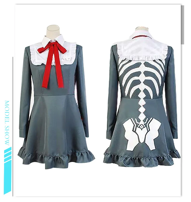 

Danganronpa Another Episode Anime Monaka Cosplay Halloween Carnival Party Popular Costume Solid Color Dress and Bow Tie