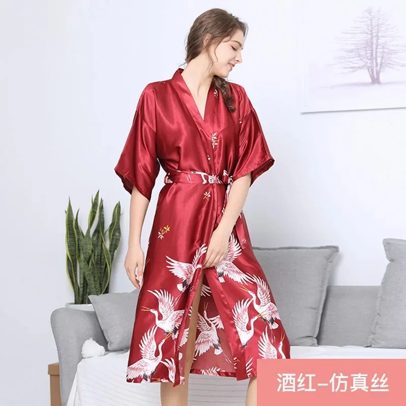 

Print Pattern Robes V Neck Satin Pajamas Women wedding Short Sleeve Wrap Sleepwear Sexy Nightwear Ladies Spring
