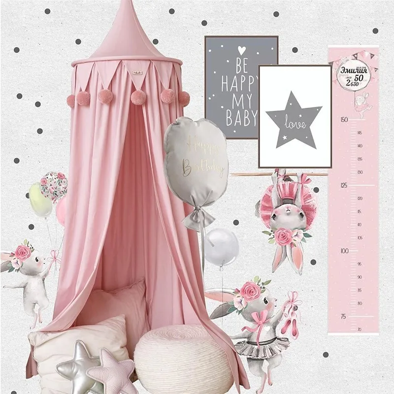 

2020 New handmade wool ball children's tent bed dream baby mosquito net home decoration four colors
