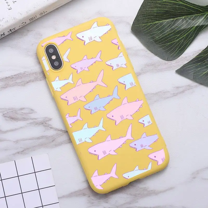 

Horror ocean animal cartoon shark Phone Case Candy Color for iPhone 6 7 8 11 12 s mini pro X XS XR MAX Plus