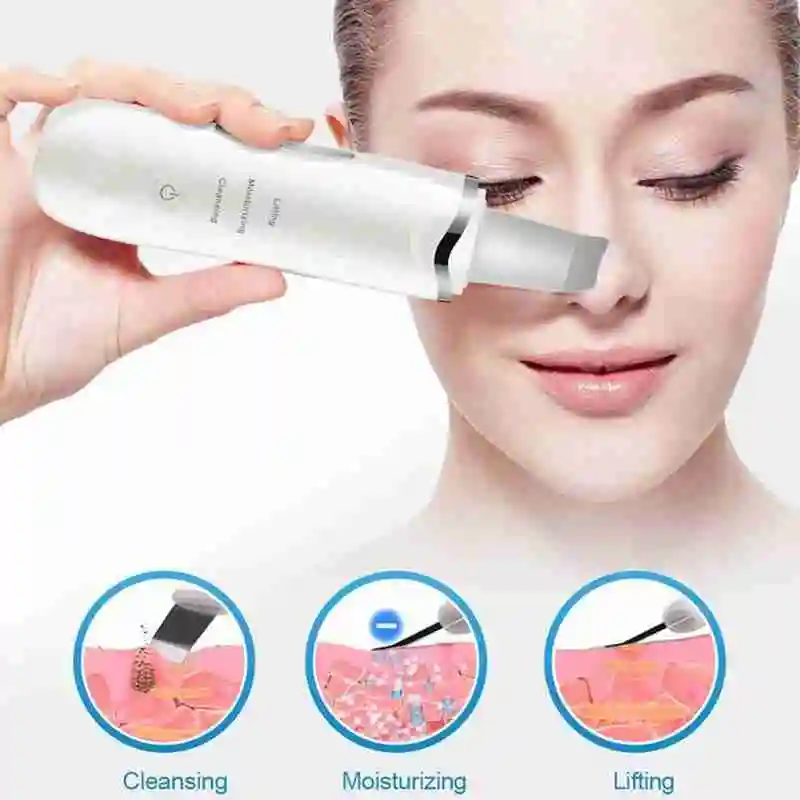 

Rechargeable Ultrasonic Face Skin Tools Scrubber Cleanser Peeling Vibration Blackhead Removal Exfoliating Pore Cleaner