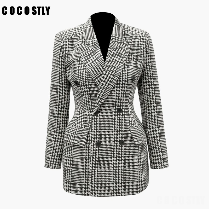 Женский шерстяной пиджак ручной работы винтажный двубортный из твида | Женская