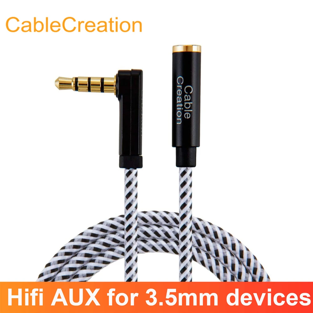 Аудиокабель CableCreation 3 5 мм Hi-Fi стерео Aux разъем 90 градусов правый угол