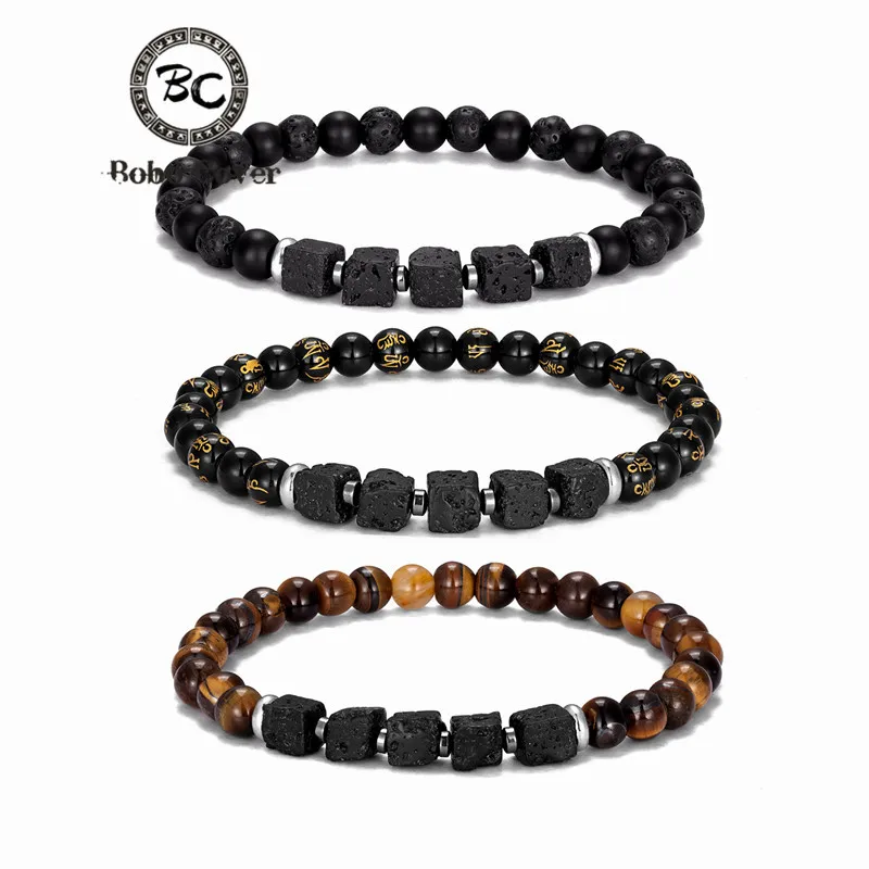 Браслеты ручной работы для мужчин и женщин винтажный браслет из лавового камня