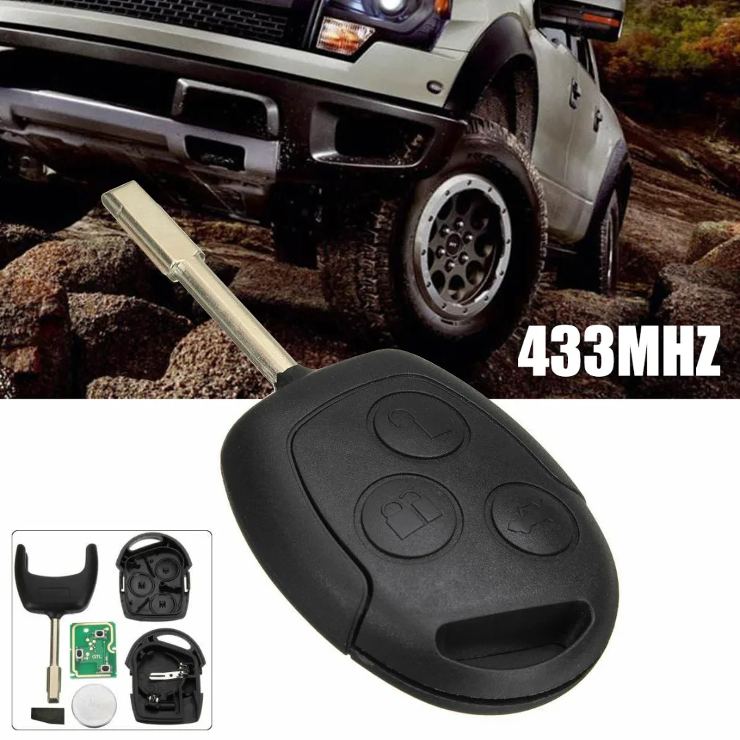3-кнопочный дистанционный ключ для Ford, 1 шт., чип 433,92 МГц 4D63, поддержка Fiesta 2002-2008 Fusion 2002-2012 Transit 2007-2013 Treyues 3-кнопочный дистанционный ключ для Ford, 1 шт., чип 433,92 МГц 4D63, поддержка Fiesta 2002-2008 Fusion 2002-2012 Transit 2007-2013 Treyues