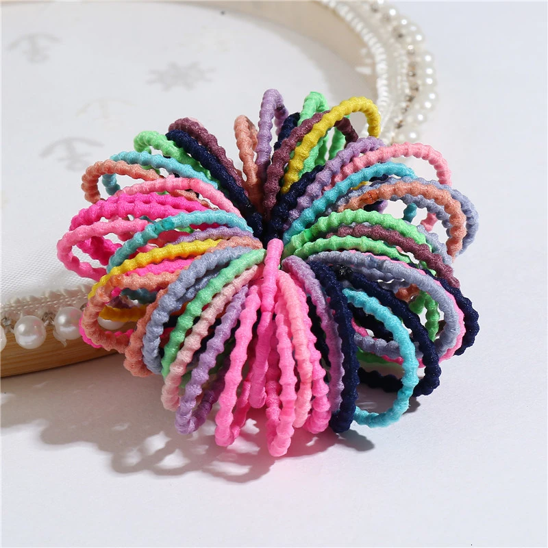 S3-3cm 50PCS 50 шт./лот, 3 см, милые цветные резинки для волос для девочек, аксессуары для волос, эластичная веревка для детей, детская бабочка, конский хвост, держатель, модные резинки - Цвет: S3-3cm 50PCS