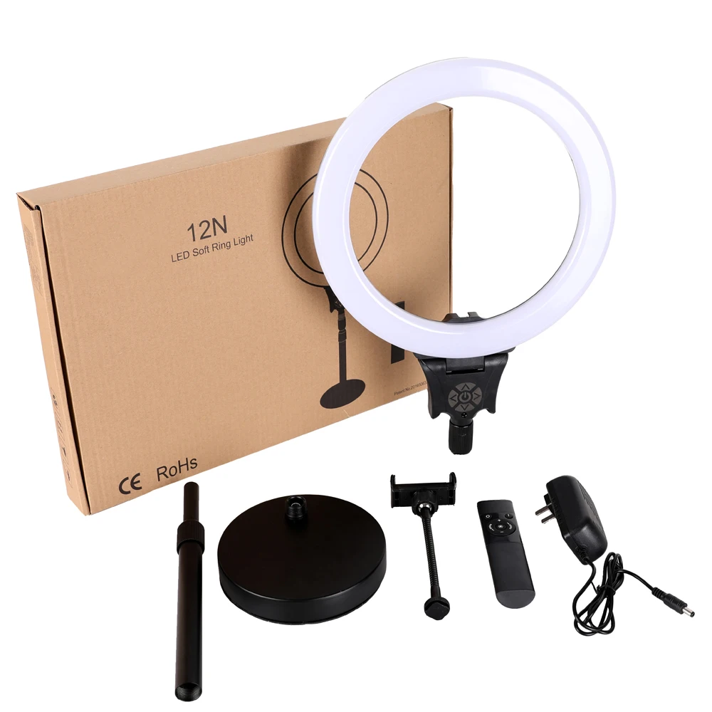 

12Inch LED Ring Light Photographic Selfie Ring Lighting with Stand for Smartphone Youtube Makeup Video Studio Tripod Ring Light