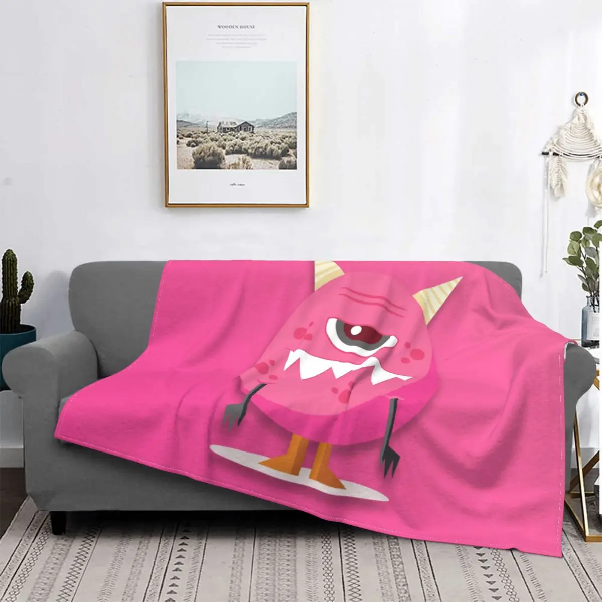 

Розовое одеяло с рисунком, Фланелевое украшение, переносное домашнее покрывало в виде монстра