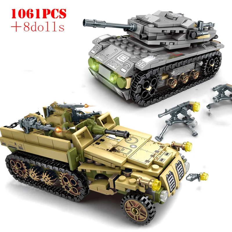 Военные WW2 танковые грузовые автомобили солдатские фигурки строительные блоки