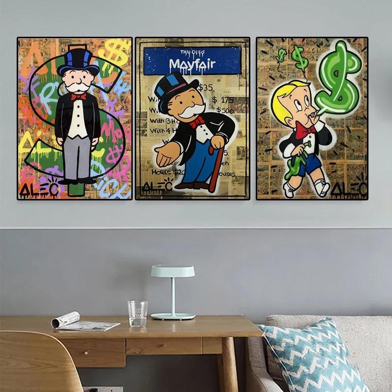 

Classic Street Art ALEC Monopolies Canvas Posters Prints Wall Art Painting Decorative Picture Modern Kids Room Home Decor