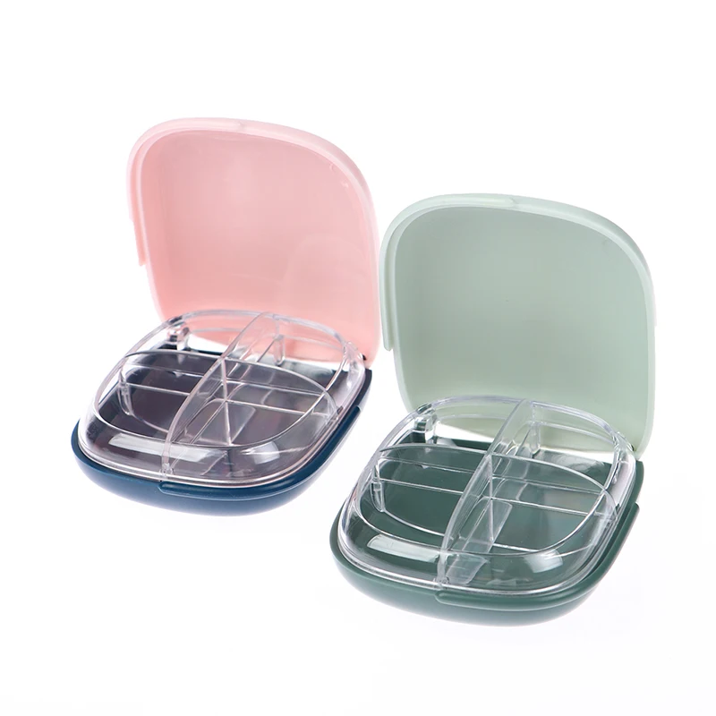

1PC Portable Vitamin Medicine Drug Tablet Storage Travel Case 4 Pill Compartment Box For Personal Health Care