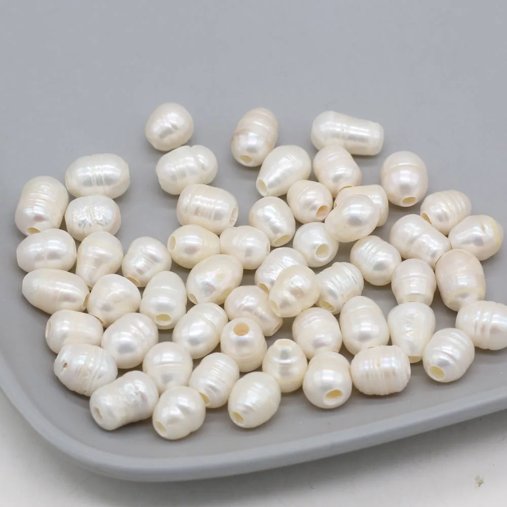 10Pcs Natural Pearl Pendant Rice Bead Big Hole Beads Spacer Loose Pearls For DIY Bracelet Necklace Jewelry Accessories Making | Украшения и