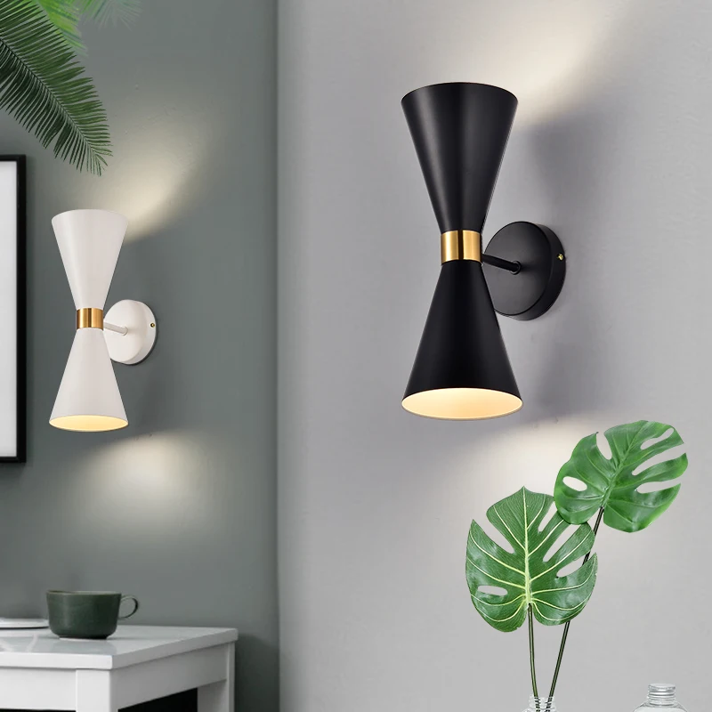 White modern wall sconce lights black lamps nordic bedroom bedside flexible adjustable up and down loft decor | Освещение