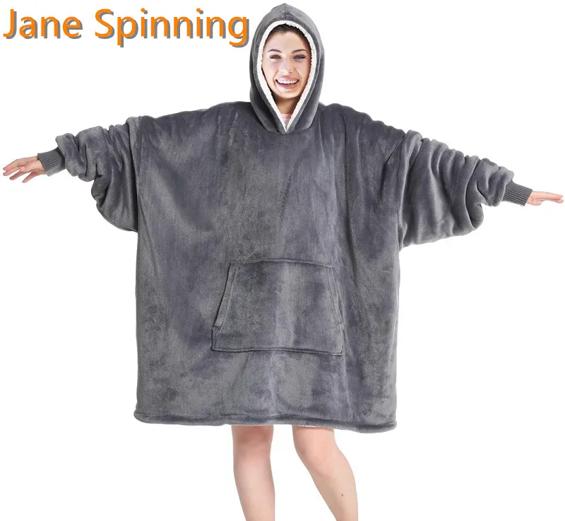 Зимнее одеяло оверсайз с рукавами Женская Толстовка Оверсайз флисовые теплые