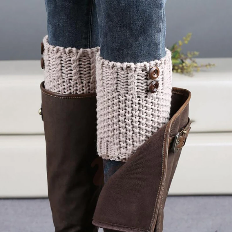 Женские ботинки трикотажные манжеты короткие вязаные гетры зимние теплые носки