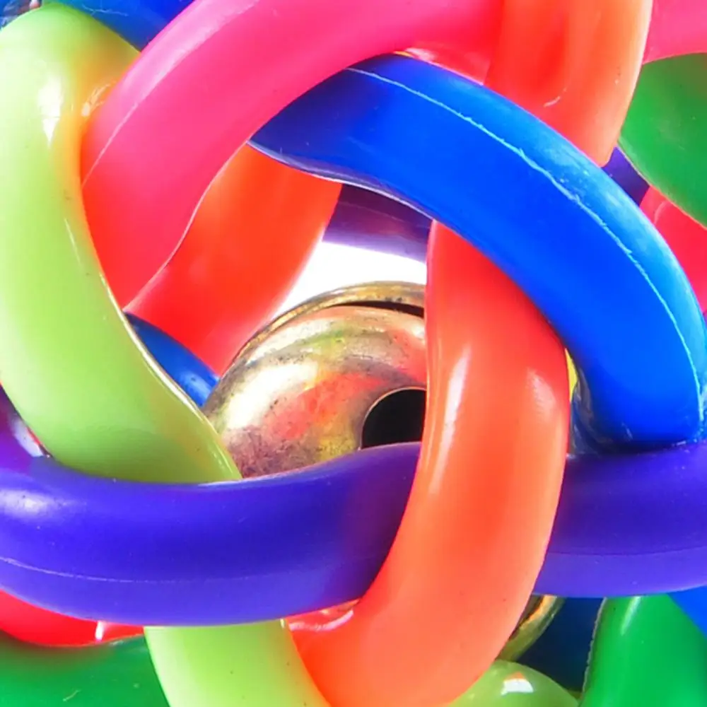 

Colorful Soft Woven Bell Ball Toy for Pets 1PCS Diameter 6CM 7CM 9CM for Small Dogs Rubber Chew Puppy Toy Rainbow Ball Colorful