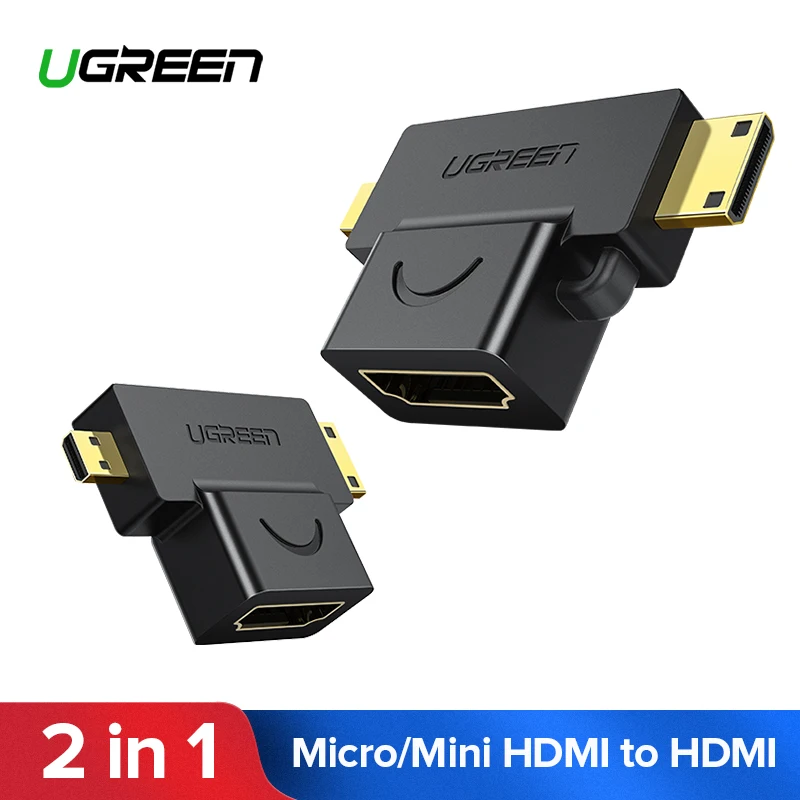 Ugreen 3 в 1 мини hdmi мужчина микро-hdmi мужчина к hdmi женский конвертер адаптер для планшет пк мобильный телефон hdmi адаптер