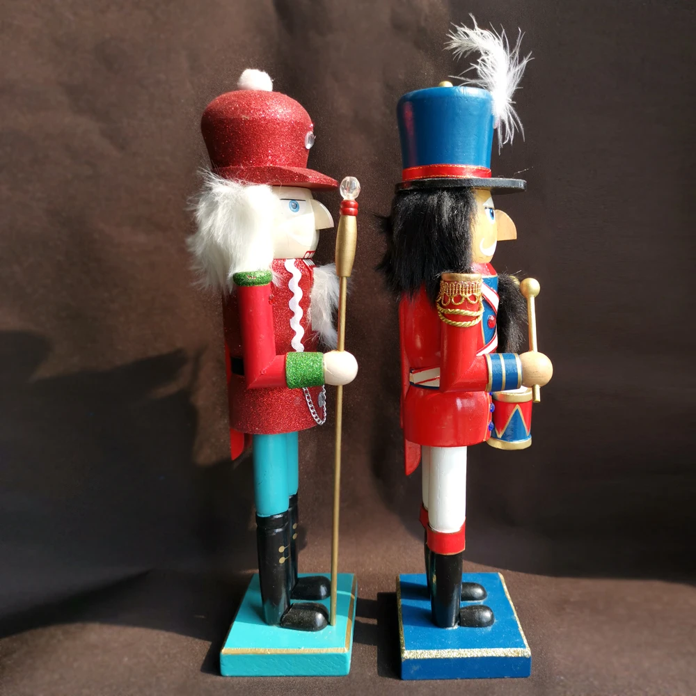 35 см барабанщик-гайкер солдат марионетка редкая Рождественская резьба по дереву