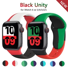 Silicone Strap For Apple Watch band 44mm 40mm 38mm 42mm Black Unity smartwatch belt Sport bracelet for iWatch series 3 4 5 6 se