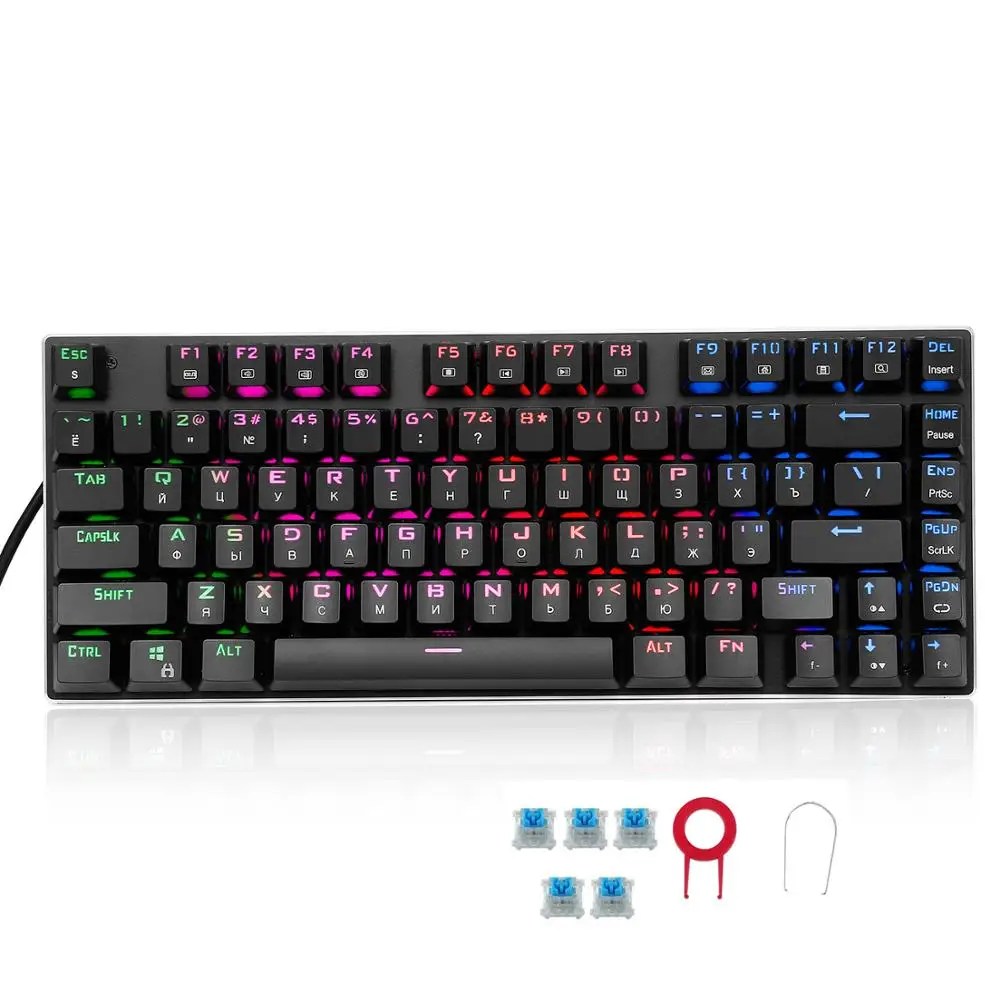 

Клавиатура Механическая Outemu Switch, алюминиевая, 81-клавишная, с русскими буквами, подсветка, Z88 TKL