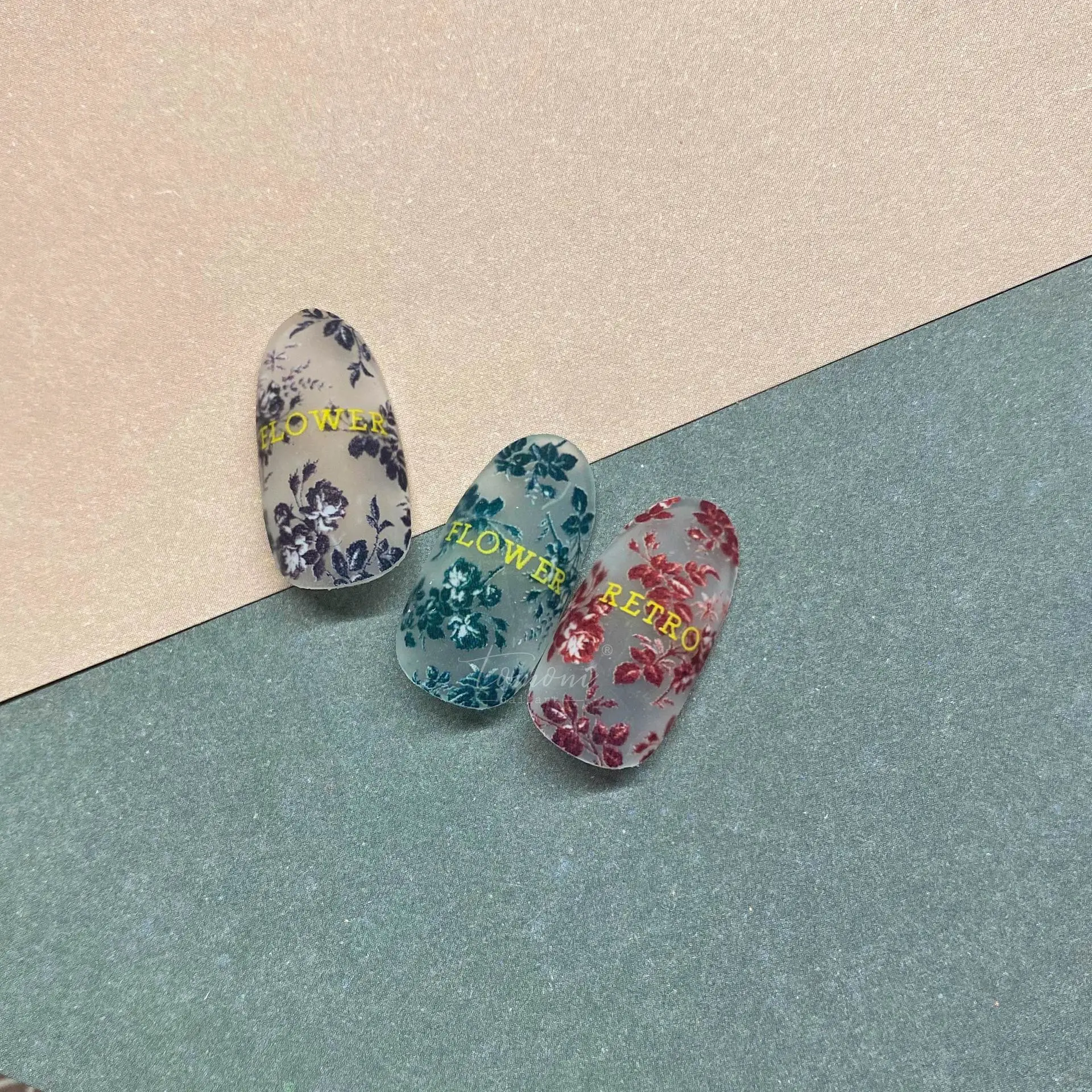 Реалистичная наклейка для дизайна ногтей в виде дерева Листьев цветов эскизов