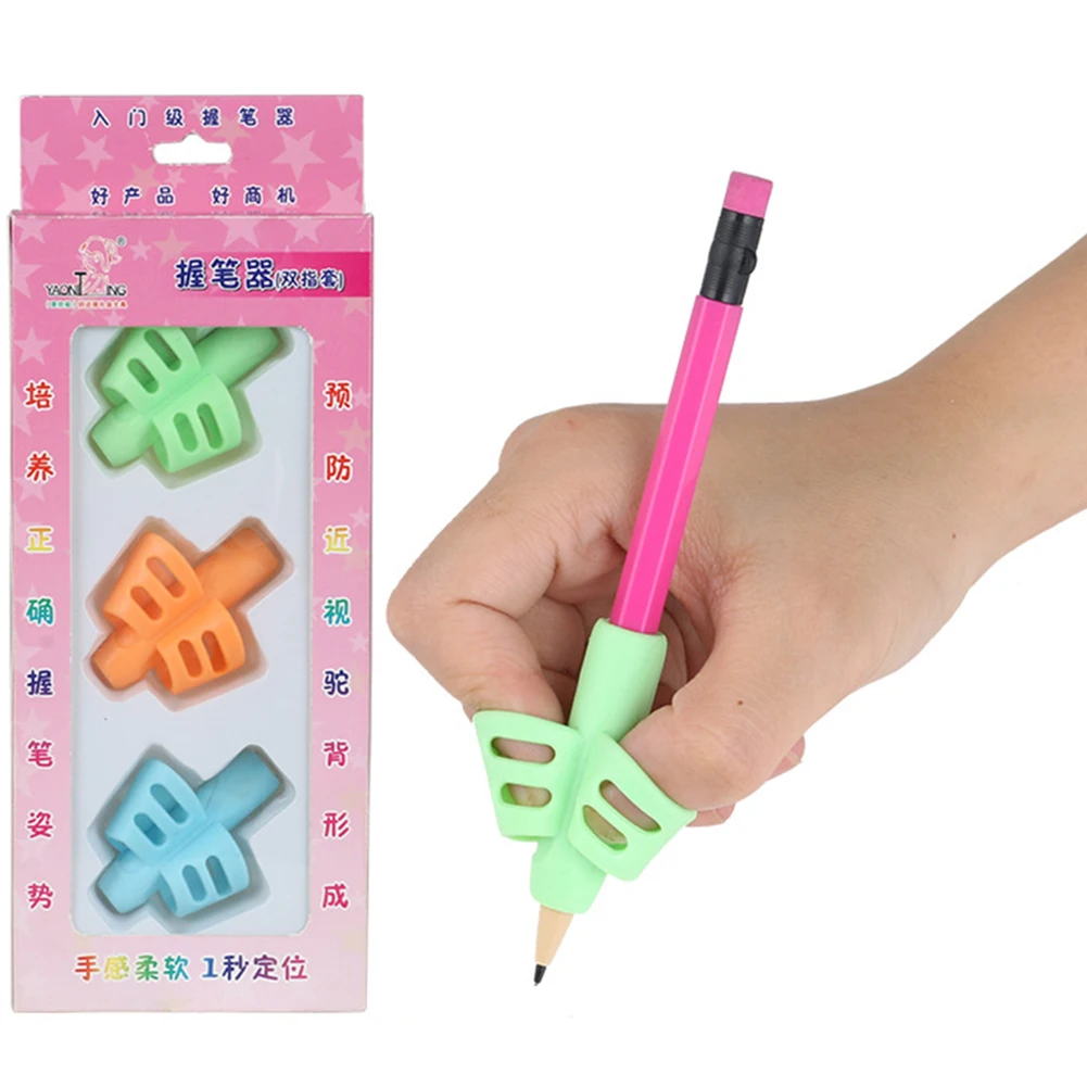 3 Pcs Pen grip Holding Holder Double Finger Student Writing Correction Device Posture Tool |