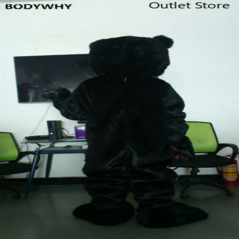 

Halloween Long Fur Black Bear Mascot Costume Fancy Cosplay Dress Outfit Fursuit Cartoon Dress Carnival Halloween Xmas Easter Ad