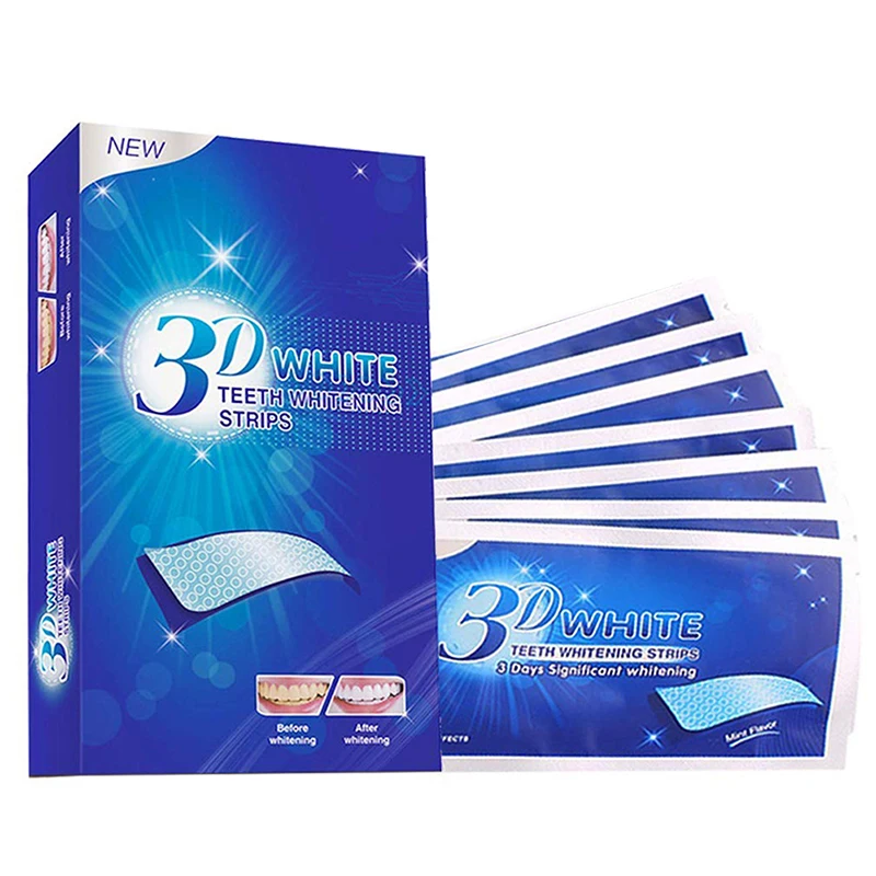 

14Pair Teeth Whitening Strips Oral Hygiene Treatment Care Kit Stain Removal Tooth Clean Double Elastic Dental Bleaching Strip