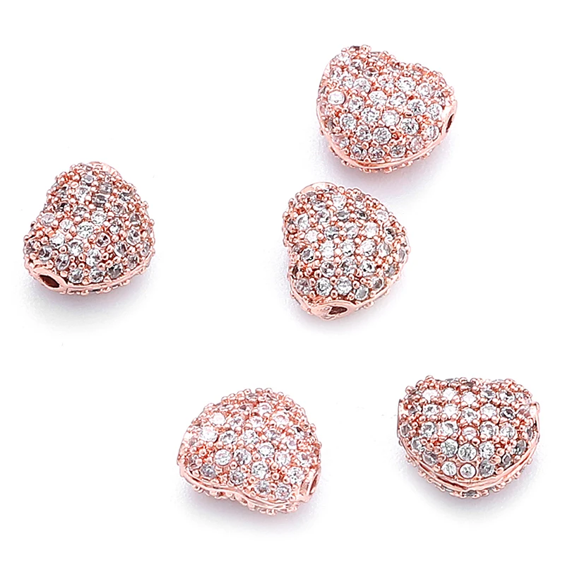 Atreus 5 шт./лот 8 мм в форме сердца мини бусины с отверстием AAA кубический цирконий