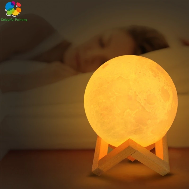 Горячая продажа 3D принт луна лампа светодиодный ночник креативный сенсорный