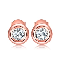 charms round shape 925 sterling silver studs moissanite earrings for women rose gold engagement party gift