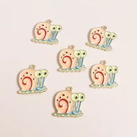 10pcs 2020mm enamel cartoon snails charms for jewelry making diy pendant alloy animal charms necklace earrings jewelry findings