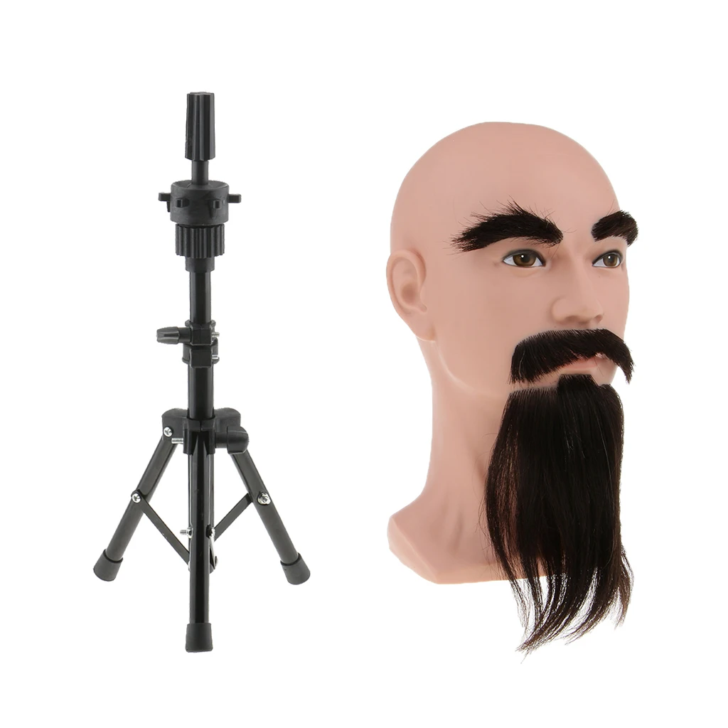 

Male Mannequin Head Jewelry Wigs Cap Hat Display Model W/ Beard&Tripod Stand