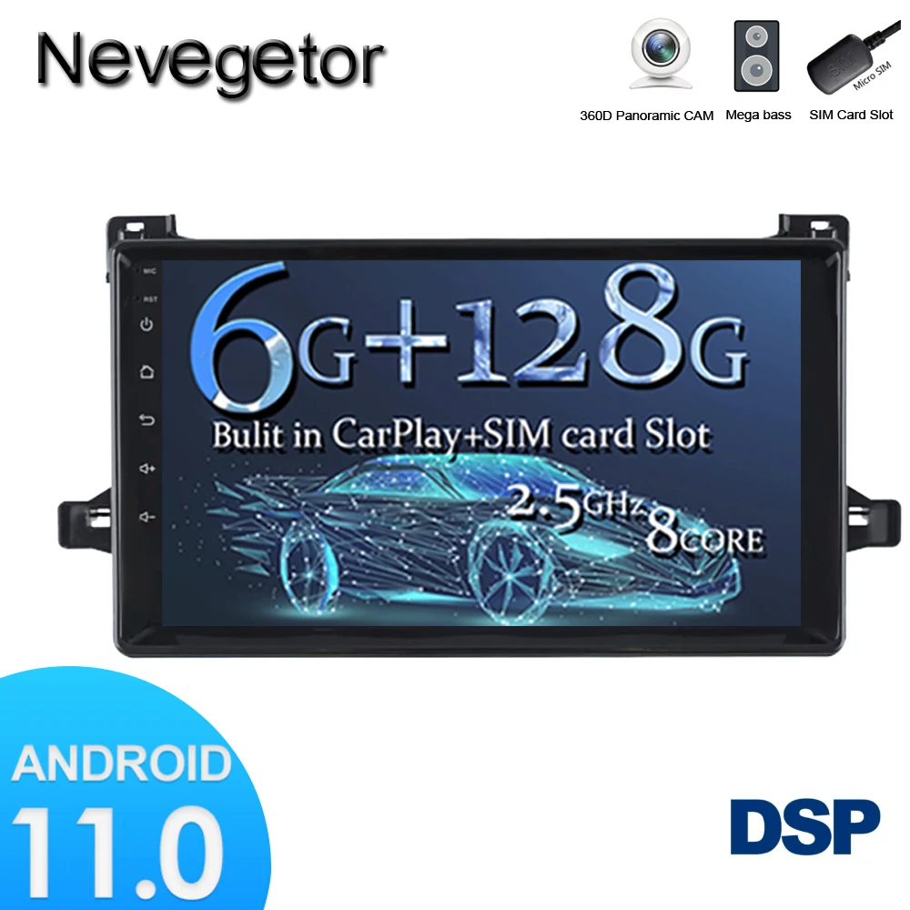 Автомобильный DVD плеер 6 ГБ + 128 Гб Android 2020 радио GPS автомобильное стерео для Toyota Prius