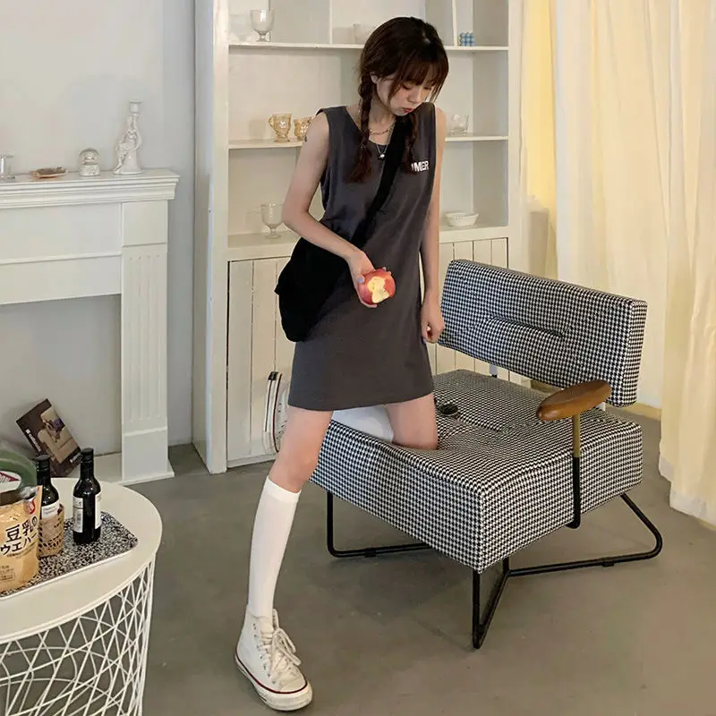 

Summer Pink Dress Thin Sling Sports Nightdress Female Student Cute Sweet Pajamas Sleeveless Vest Dress Outer Wear Night Dress