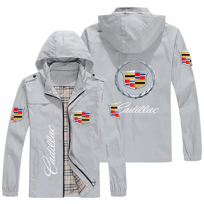 

2021 men's new spring and autumn jacket men's and women's casual zipper standing jacket hooded printing Cadillac logo jacket