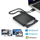 Тонкий внешний оптический привод с USB 2,0, DVD-проигрыватель, CD-RW, запись, Plug and Play, для Macbook, ноутбуков, настольных ПК