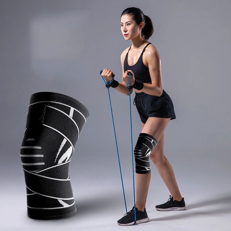 

1PC Sports Kneepad Kneecap Men Pressurized Elastic Knee Brace Knee pads support belt for Running Basketball Fitness rodilleras