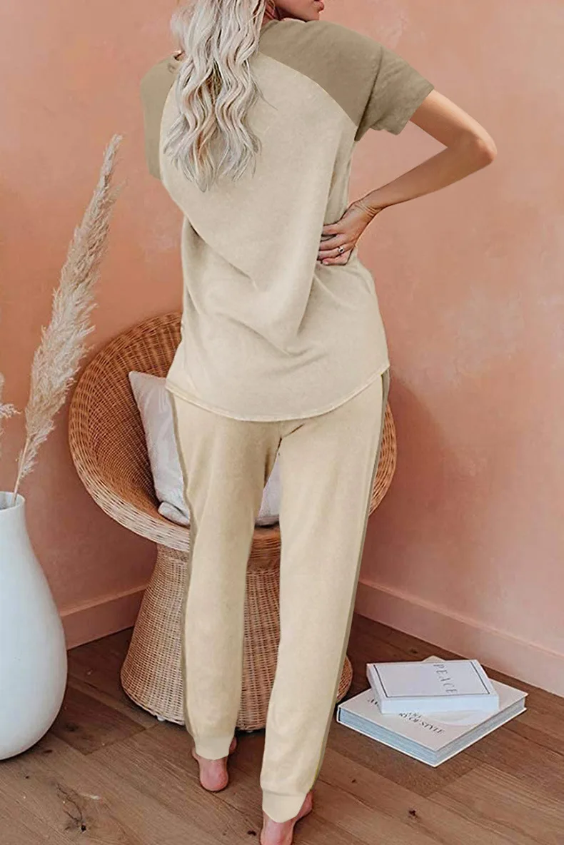 

Summer Ladies Slim Short-Sleeved Trousers Sports Suit Fashion Casual Home Street Temperament Commuter Sportswear