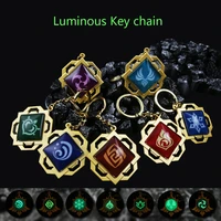 luminous hot games key chain metal genshin impact cosplay keychains 7 element weapons eye of god accessories kids toys gifts