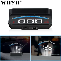 wiiyii hud m6s head up display overspeed warning windshield projector on board obd scanner with lens hood universal auto hud