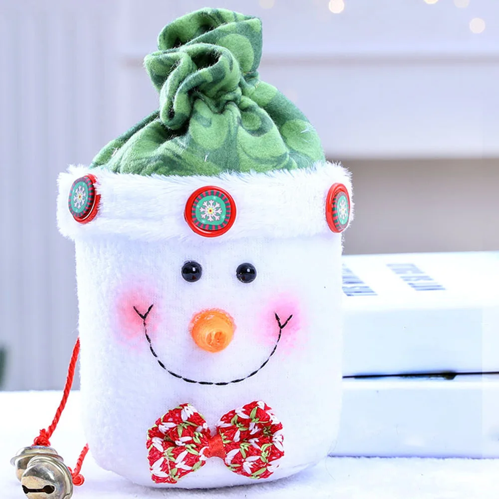 Stocking Drawstring Bags Gift Christmas Snowman Non-woven Personalised Santa