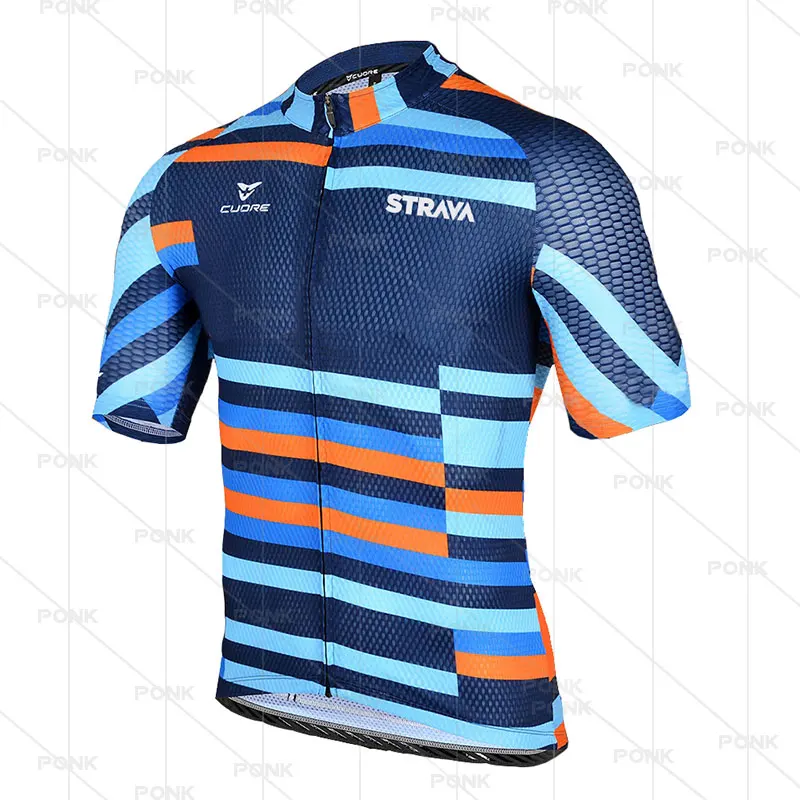 

STRAVA 2021 New Summer Men Cycling Jersey Pro Mountain Bike Bicycle Shirts Quick Dry Anti-UV Short Sleeve Cycling Clothes